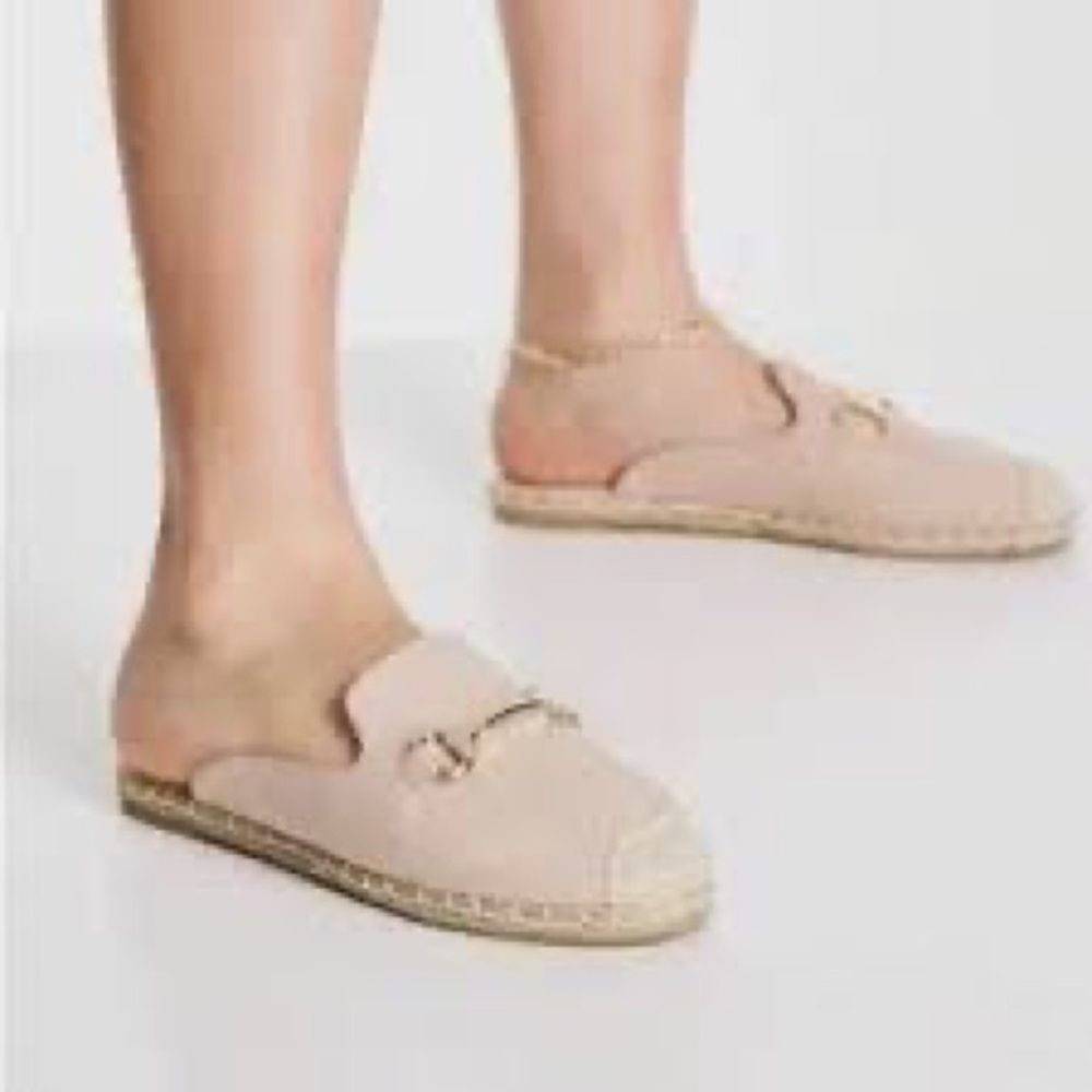 Beige Suede Slip-On Espadrille Mules (M)